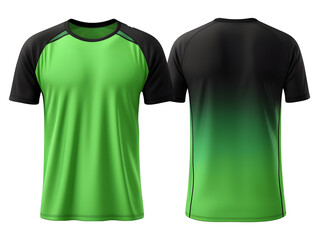 Wall Mural - Electric green t-shirt front and back view clothes mockup design for print on isolated white transparent background	