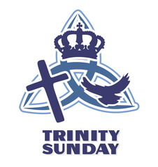 Wall Mural - trinity sunday with cross, dove and crown