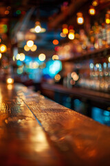 Wall Mural - A bar table with blurred background of bar. Good for background