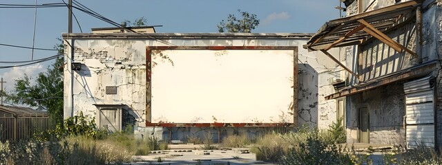 Forgotten Advertising A D Rendered Billboard on a Rundown Smalltown Commercial Property