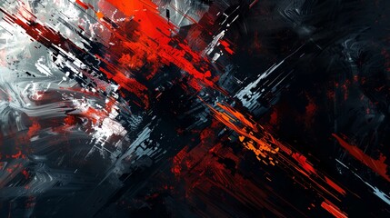 Wall Mural - a black and red abstract painting