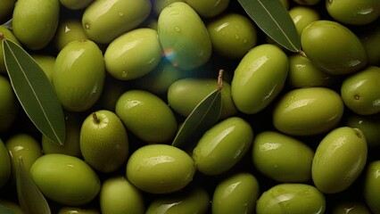 Olive background tile. Olive in the market. Olive pattern background. Fresh Olive fruit with drops tiles video. Fruit wallpaper. Fruits background. 4K Videos