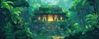 © Coosh448 - A mystical temple hidden within a dense jungle, where ancient relics and sacred artifacts hold the key to unlocking the secrets of the past.   illustration.