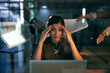 © peopleimages.com - Woman, stress and pressure for colleagues, business and laptop with headache and burnout. Secretary, anxiety and 404 glitch for project, problem and issue for digital technology startup portrait