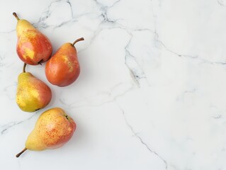 Pear-fectly Arranged: A Flat Lay Composition on Marble Background