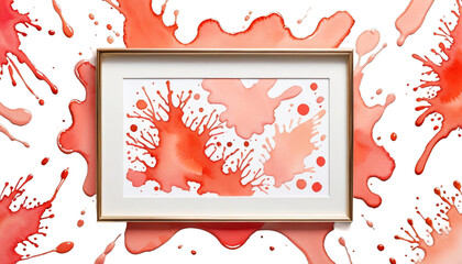 splashes hand drawn watercolor abstract living coral frame paint pastel white drawing soft element laundered peach water light background colours stain design art texture wet stroke illustration