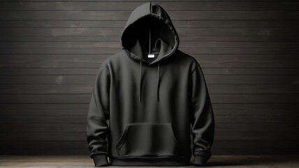 Blank hoodie mockup .Blank sweatshirt black color preview template front and back view on white background. crew neck mock up isolated on white background. Cloth collection.