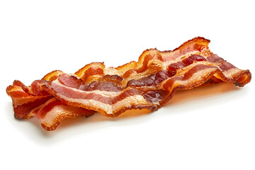 Wall Mural - Crispy fried bacon slice isolated on white background