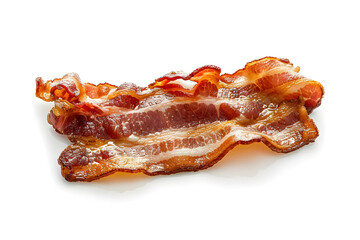 Wall Mural - Crispy fried bacon slice isolated on white background