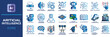© ARTMAXX - Artificial intelligence icon set. Containing machine learning, AI, generative AI, technology, virtual assistant , Robotics, Technical support, LLM and more. Solid vector icons collection