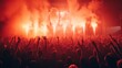 © Pro Hi-Res - Excited crowd enjoying concert with colorful lights and smoke effects at night.