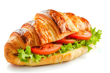 Wall Mural - Croissant sandwich isolated on white background