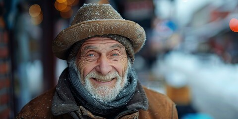 Wall Mural - portrait of an old man with a beard and a hat