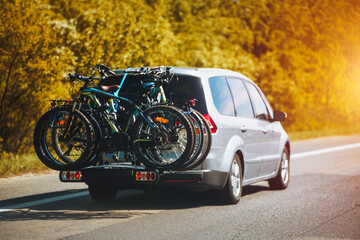 Mounted sport mountain bicycle silhouette on the car