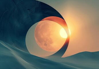 Wall Mural - An illustration of the moon passing in front of the sun during a solar eclipse.