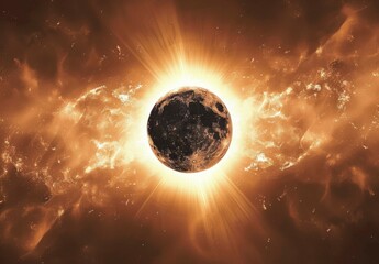 Wall Mural - An illustration of the moon passing in front of the sun during a solar eclipse.