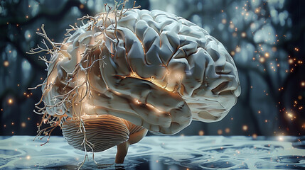 Aufkleber - The brain and neuroscience. Generative AI.