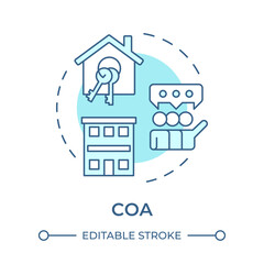 COA soft blue concept icon. Association housing, community. Meeting management. Round shape line illustration. Abstract idea. Graphic design. Easy to use in infographic, presentation