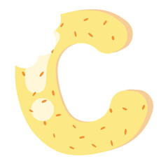 Wall Mural - Letter C Bitten Donut