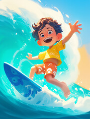 Wall Mural - child jumping in water