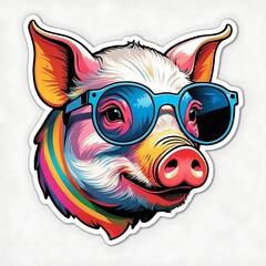 Wall Mural - pig with sunglasses illustrations