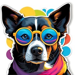 Wall Mural - dog with sunglasses illustrations