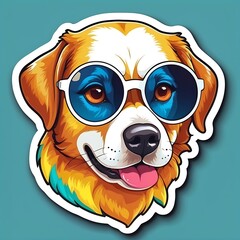 Wall Mural - dog with sunglasses illustrations