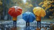 © visoot - The children loved playing outside on rainy days with their bright, colorful umbrellas. Generative AI.