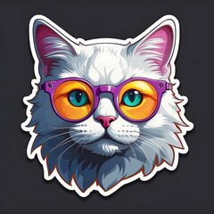 Canvas Print - a colorfull cat face illustrations