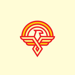 Wall Mural - Eagle-shaped line emblem logo design