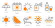 © popcornarts - A set of 10 sun protection icons as umbrella, summer season, sunburn