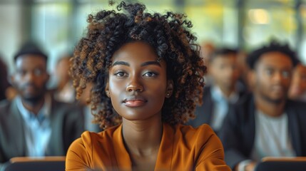 Poster - Business seminar with African American people. Generative AI.