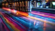© Алина Бузунова - Colorful high-resolution photo of a large format wide-angle vinyl wrap printer in action, printing colorful geometric patterns on fabric and plastic materials
