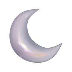 Wall Mural - Chrome 3d moon metal element. Silver and purple holographic shape. 3d chrome vector for futuristic and 90s design