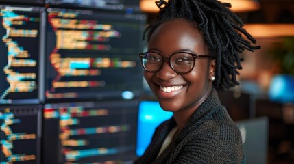 Sticker - A Smiling Woman Software Developer