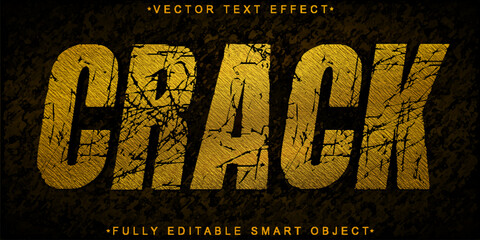 Poster - Worn Yellow Crack Vector Fully Editable Smart Object Text Effect