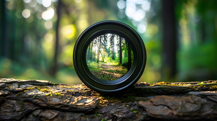 Close-up objective against the background of nature