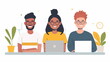 © nimaxs - flat design illustration Gives a visual with smiling people working