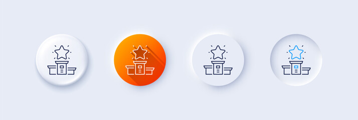 Wall Mural - winner podium line icon. neumorphic, orange gradient, 3d pin buttons. first place sign. best rank st