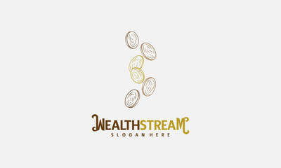 Wall Mural - money falling logo hand drawn vector, business wealth logo symbol