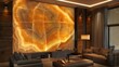 © Muhammad - A drawing room with a custom-designed, backlit onyx wall panel that changes colors