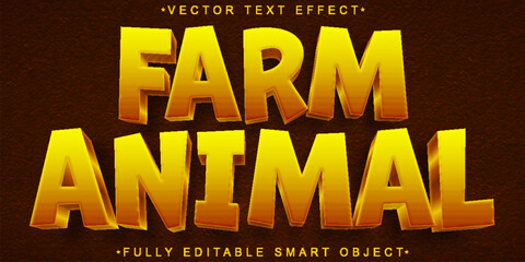 Wall Mural - Orange Farm Animal Vector Fully Editable Smart Object Text Effect