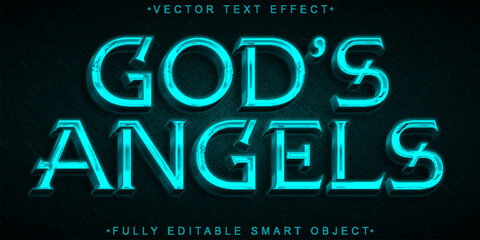 Wall Mural - Turquoise Shiny Blue God's Angels Vector Fully Editable Smart Object Text Effect
