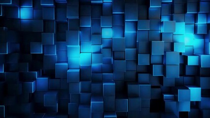 Poster - A blue background with many blue cubes. The cubes are arranged in a way that creates a sense of depth and dimension