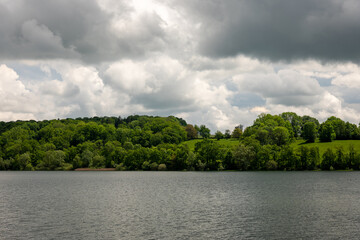 Wall Mural - clouds over the river