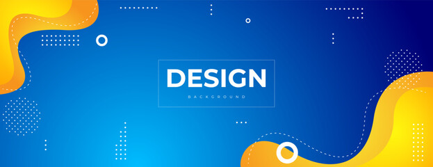 Wall Mural - blue and yellow abstract background with geometric and fluid shapes. great for banner, presentation,