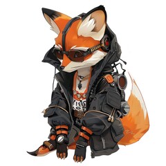 Wall Mural - Fox cyberpunk fashion