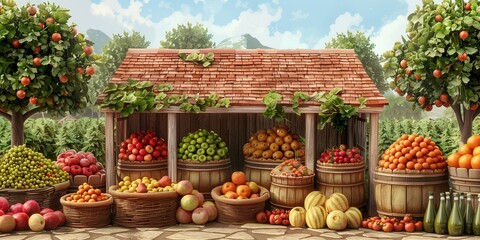 Wall Mural - Farmer Market background illustration