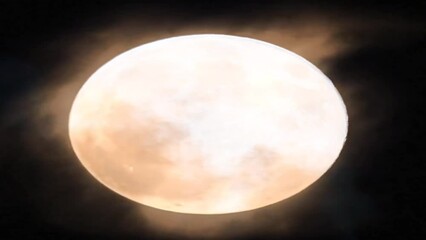 Wall Mural - Hyper-realistic illustration of radiant moon with moving clouds in the black sky