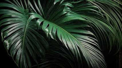 Closeup of Rich green tropical leaves.